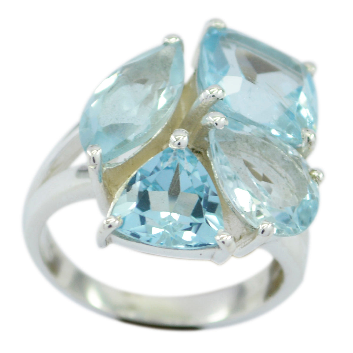 Blue Topaz quarter African 92.5 Silver Blue Gems Versatile Signet Ring Jewelry Immagine principale del prodotto