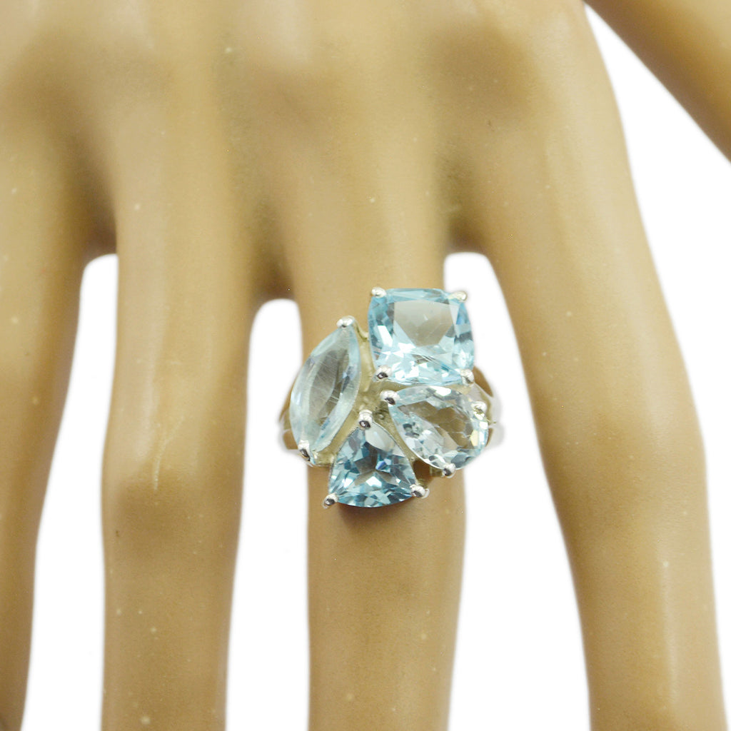 Blue Topaz quarter African 92.5 Silver Blue Gems Versatile Signet Ring Jewelry