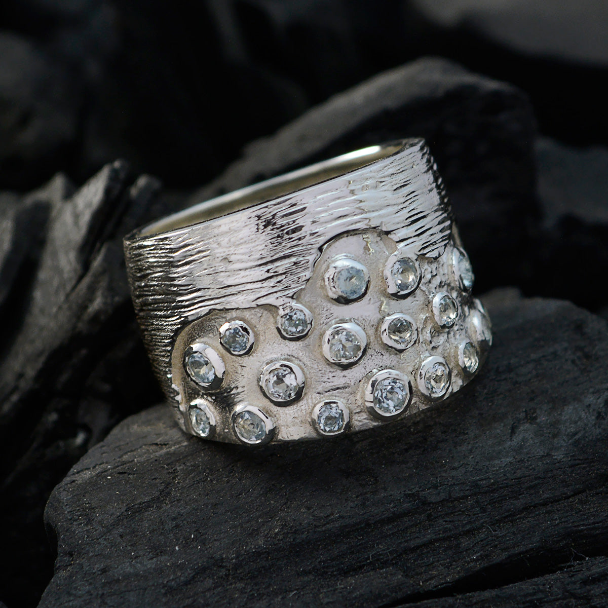 Blue Topaz multiple French Sterling Silver Blue Gems Essential  Signet Ring Jewelry