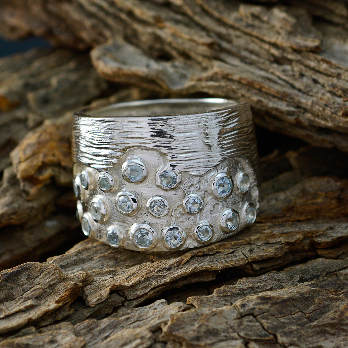 Blue Topaz multiple French Sterling Silver Blue Gems Essential  Signet Ring Jewelry