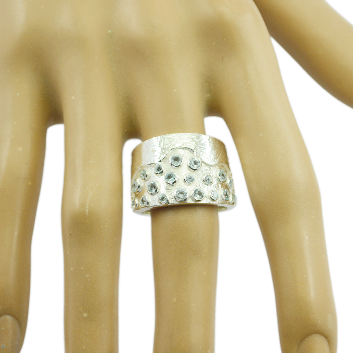 Blauer Topas, mehrere französische Sterlingsilber-Siegelringe mit blauen Edelsteinen, unverzichtbarer Schmuck Zweitbild