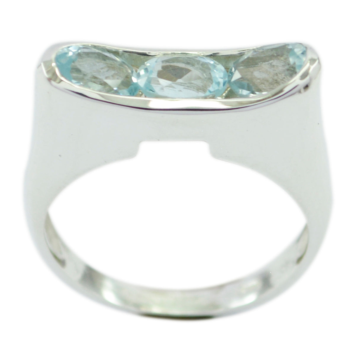 Blue Topaz Trilogy French Sterling Silver Blue Gems Tiny Fairytale Ring Jewellery Hoofdafbeelding