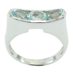 Blue Topaz Trilogy French Sterling Silver Blue Gems Tiny Fairytale Ring Jewellery