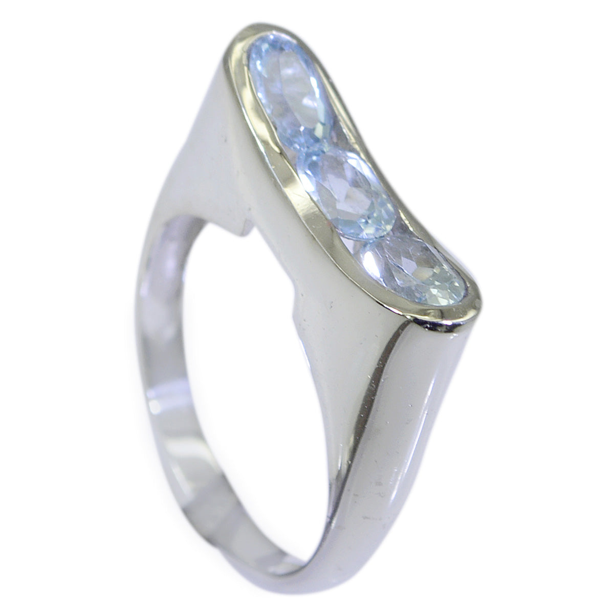 Blauwe Topaas Trilogie Frans Sterling Zilver Blauwe Edelstenen Kleine Sprookjesachtige Ring Sieraden Secundaire afbeelding