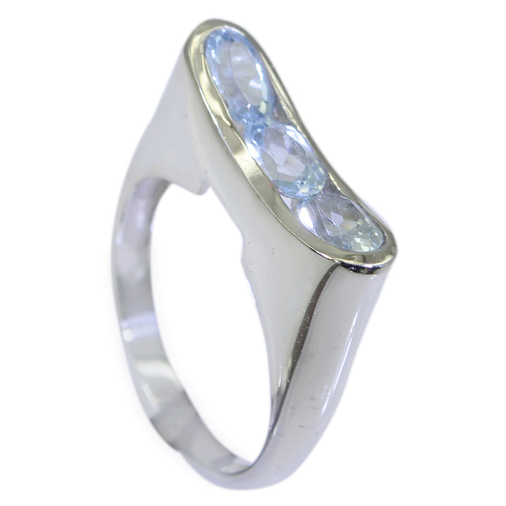 Blue Topaz Trilogy French Sterling Silver Blue Gems Tiny Fairytale Ring Jewellery