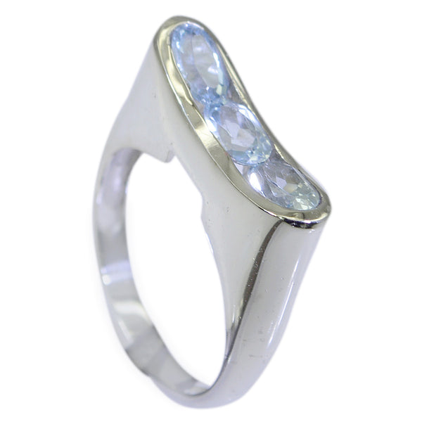 Blue Topaz Trilogy French Sterling Silver Blue Gems Tiny Fairytale Ring Jewellery
