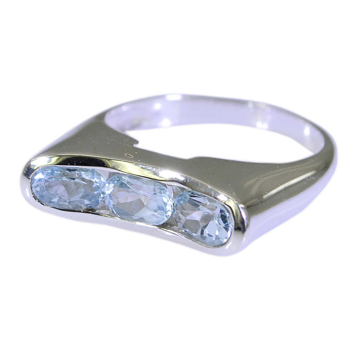 Blue Topaz Trilogy French Sterling Silver Blue Gems Tiny Fairytale Ring Jewellery