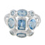 Blue Topaz Navratna Moroccan 92.5 Silver Blue Gemstones Classic Signet Ring Jewelry