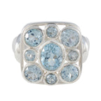 Blue Topaz Navratna Italian 925 Sterling Silver Blue Gems Chunky Armor Ring Jewelry