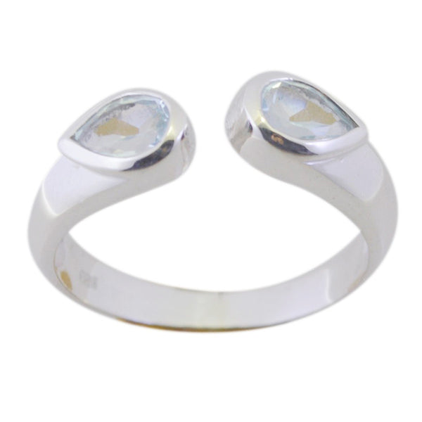 Blue Topaz Toi et Moi Japanese 925 Silver Blue Gems Delicate Abstract Ring Jewellery