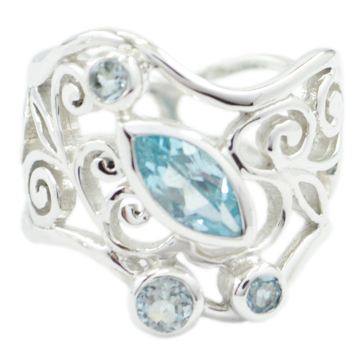 Blue Topaz quarter Australian 925 Silver Blue Gems Essential  Filigree Ring Jewellery