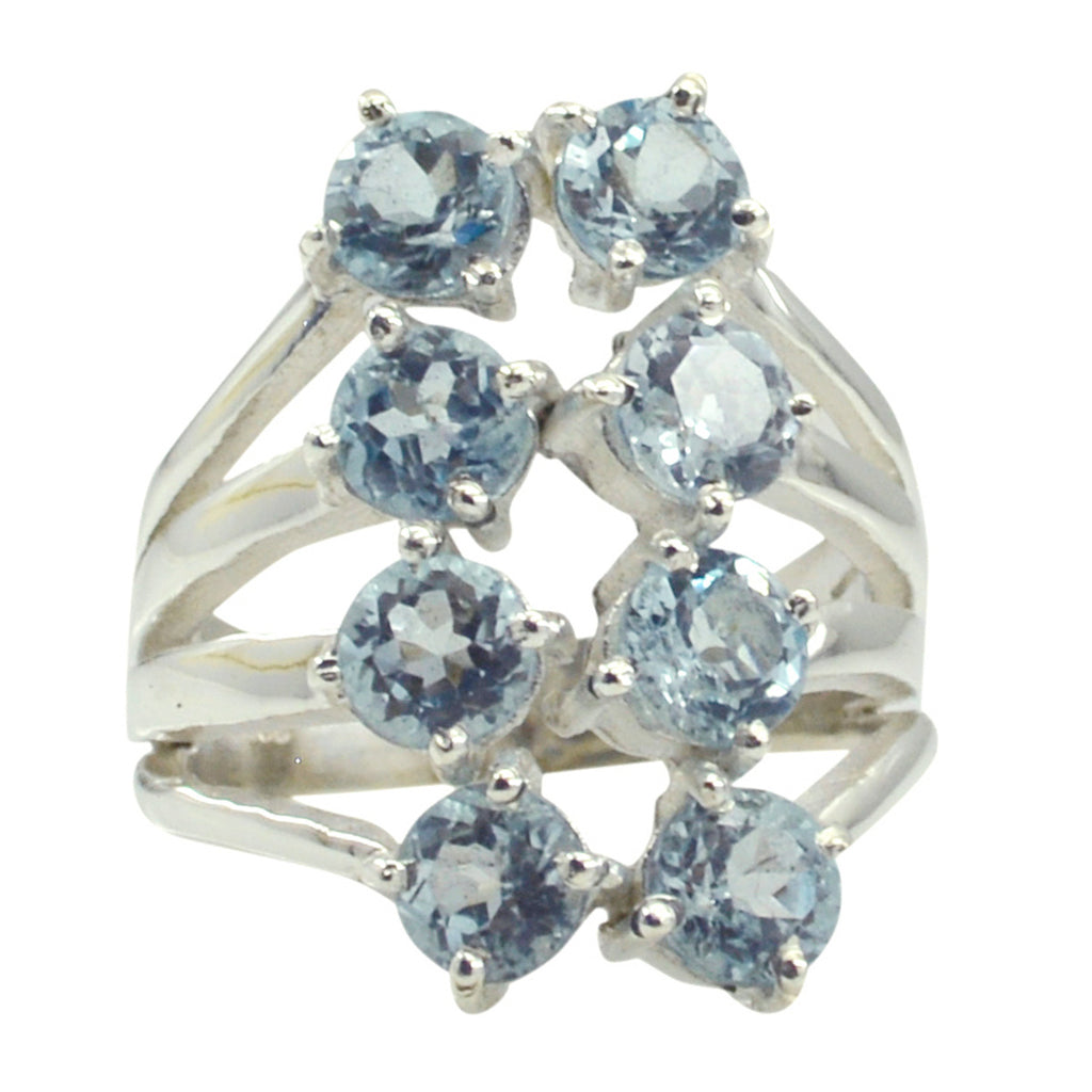 Blue Topaz octa African 92.5 Silver Blue Gemstone Eye catching Contemporary Ring Jewellery