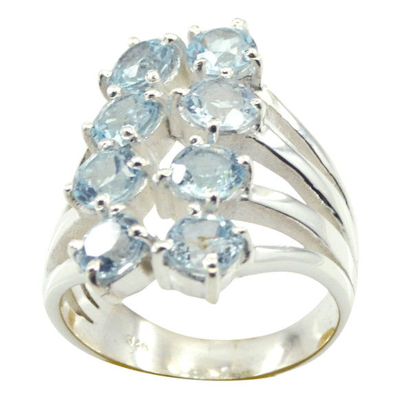 Blue Topaz octa African 92.5 Silver Blue Gemstone Eye catching Contemporary Ring Jewellery