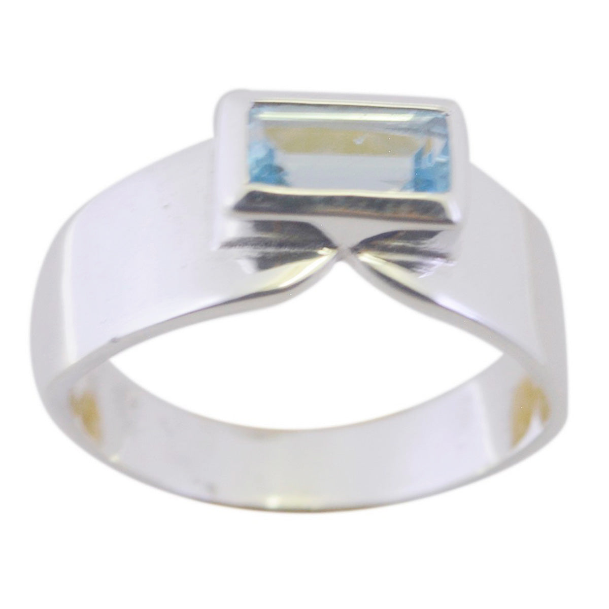 Blue Topaz Solitaire Japanese Silver Blue Gemstones Whisper thin Sophisticated Ring Jewelry