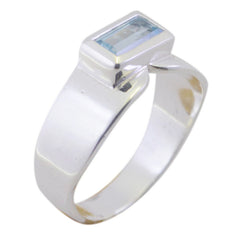 Blue Topaz Solitaire Japanese Silver Blue Gemstones Whisper thin Sophisticated Ring Jewelry