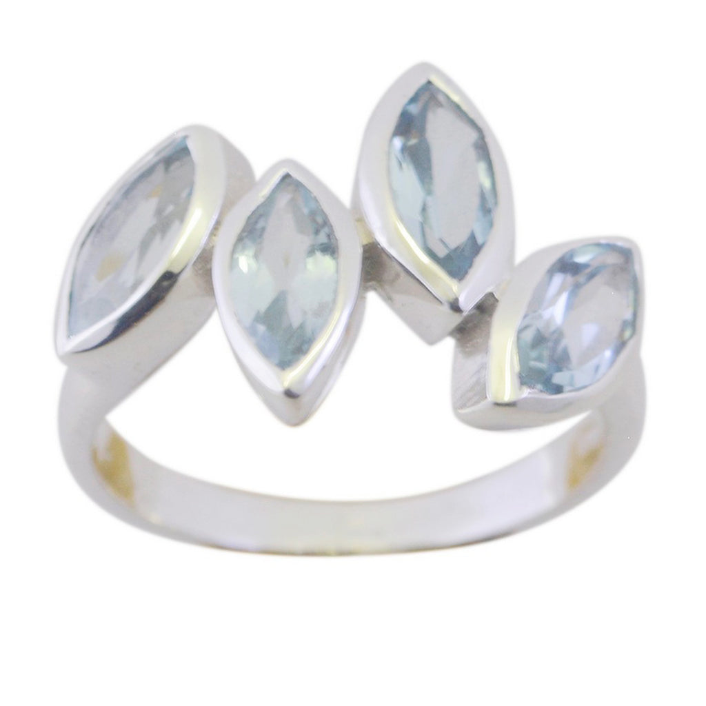 Blue Topaz quarter African 925 Silver Blue Gems Featherlight Boho Ring Jewelry