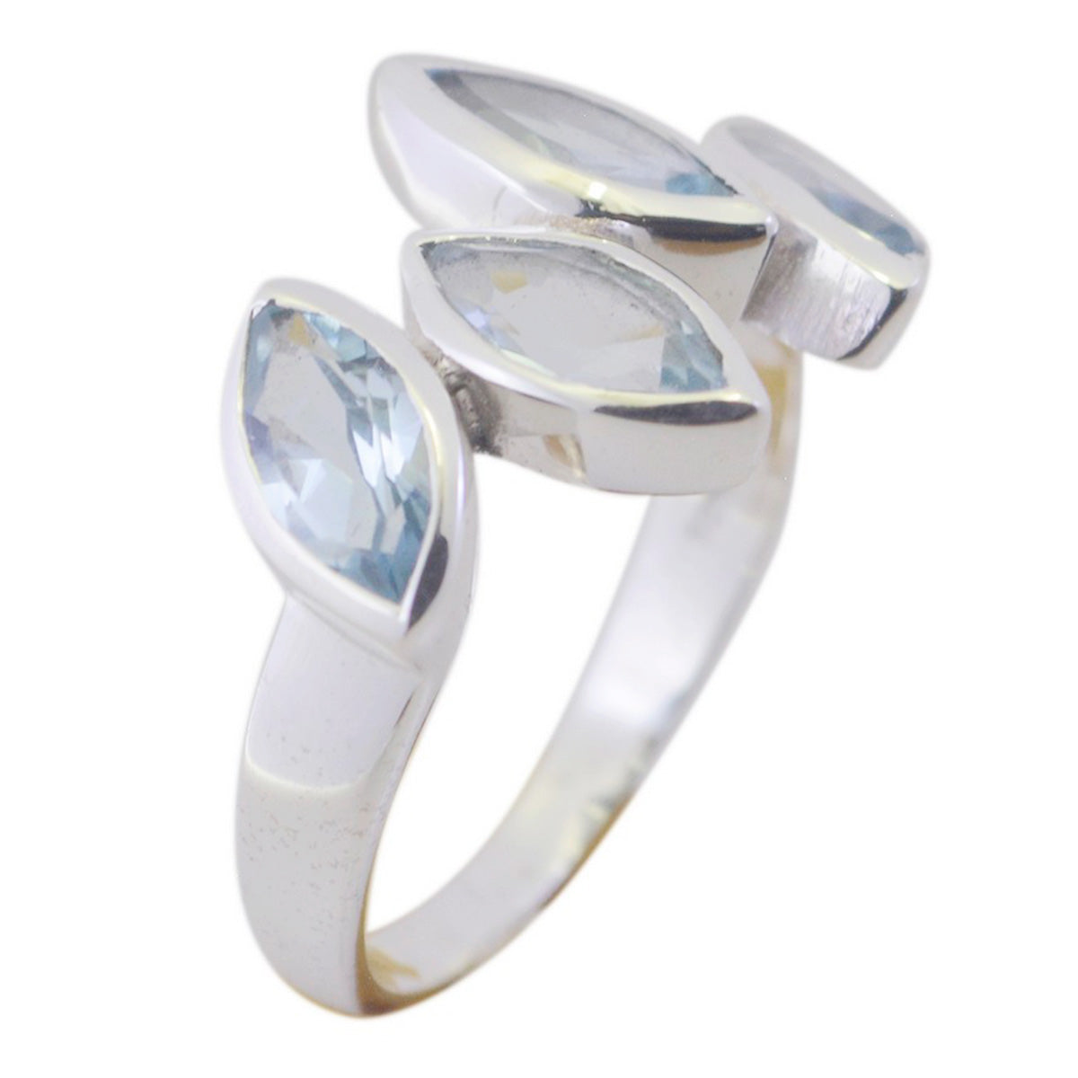 Anello Boho leggero con gemme blu e topazio blu africano in argento 925 Immagine secondaria del prodotto