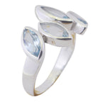 Blue Topaz quarter African 925 Silver Blue Gems Featherlight Boho Ring Jewelry