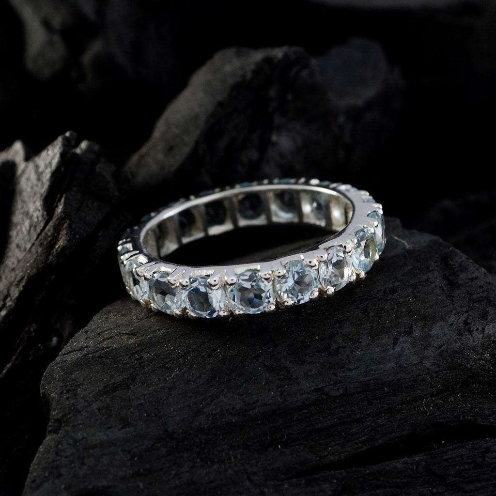 Blue Topaz multiple Turkish 925 Silver Blue Gems Dainty Eternity Band Jewelry