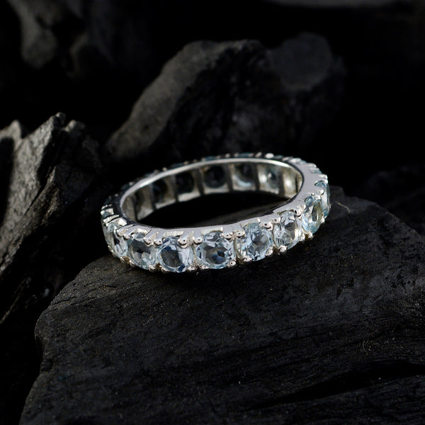 Blue Topaz multiple Turkish 925 Silver Blue Gems Dainty Eternity Band Jewelry