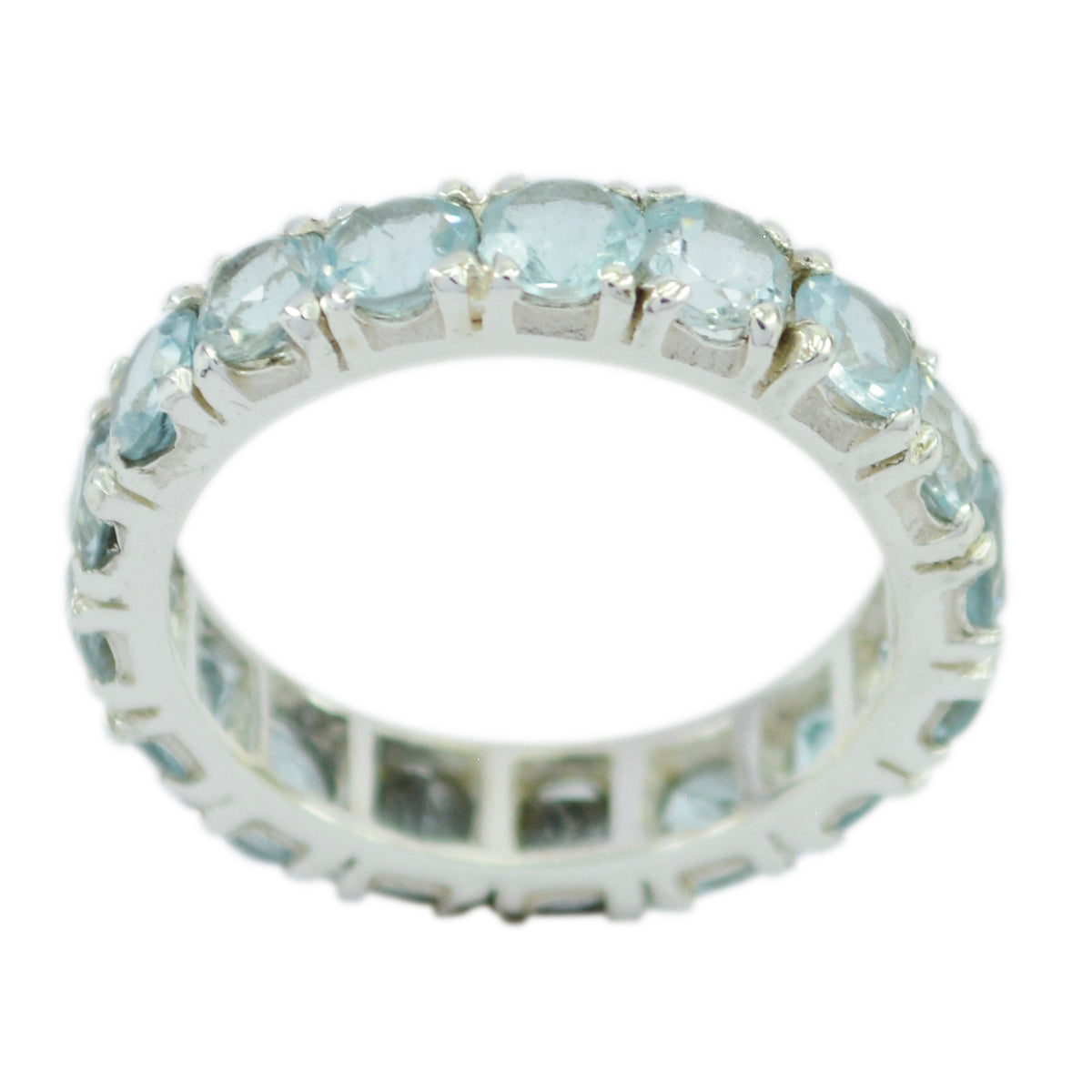 Blue Topaz multiple Turkish 925 Silver Blue Gems Dainty Eternity Band Jewelry Hoofdafbeelding