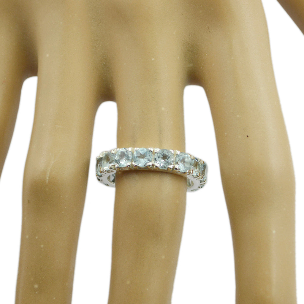 Blue Topaz multiple Turkish 925 Silver Blue Gems Dainty Eternity Band Jewelry