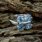 Blue Topaz quarter Russian 925 Sterling Silver Blue Gems Versatile Trendy Ring Jewelry