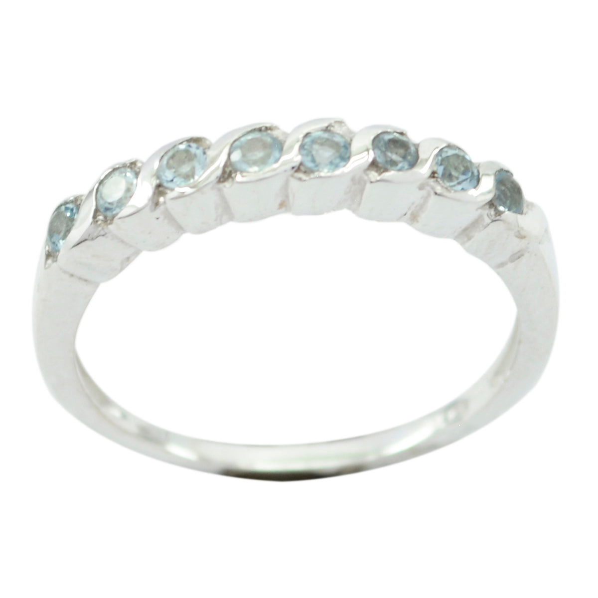 Blue Topaz octa Turkish Sterling Silver Blue Gemstones Delicate Eternity Band Jewelry