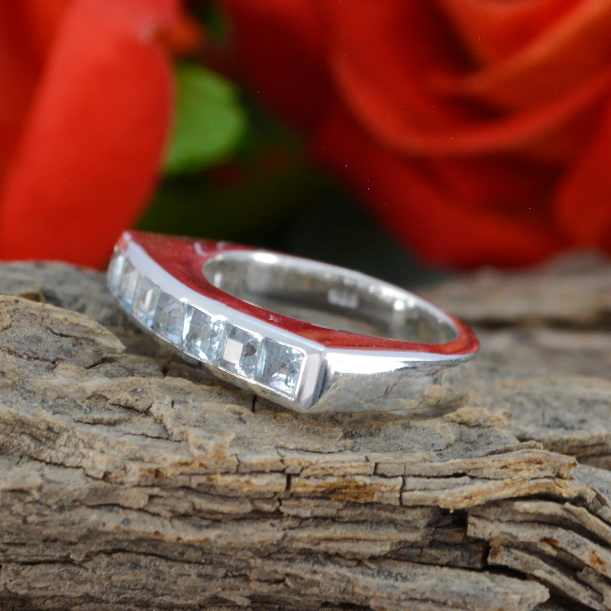 Blue Topaz Penta African 92.5 Silver Blue Gems Tiny Glamorous Ring Jewellery