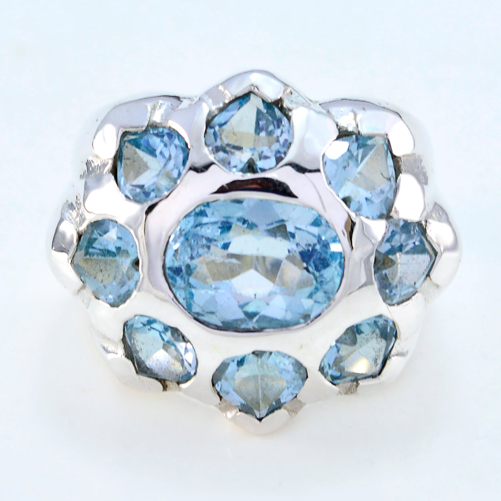 Blue Topaz multiple Spanish Silver Blue Gems Chunky Artisan Ring Jewellery