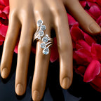 Blue Topaz Hexa Moroccan 925 Silver Blue Gemstones Versatile Contemporary Ring Jewelry