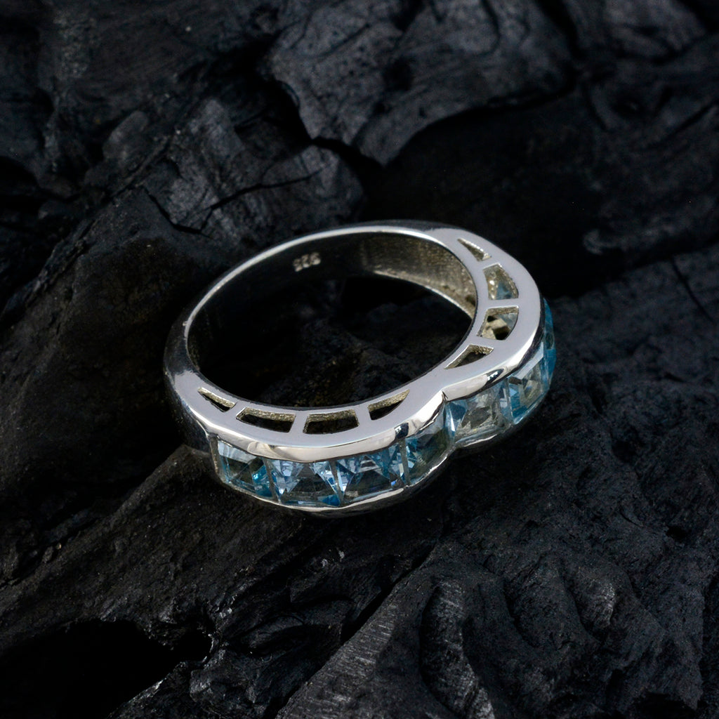 Blue Topaz multiple Russian 92.5 Silver Blue Gemstones Versatile Artisan Band Jewelry