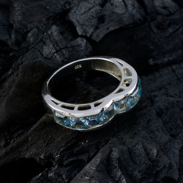 Blue Topaz multiple Russian 92.5 Silver Blue Gemstones Versatile Artisan Band Jewelry