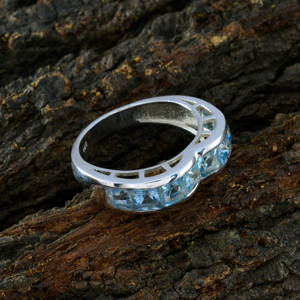 Blue Topaz multiple Russian 92.5 Silver Blue Gemstones Versatile Artisan Band Jewelry