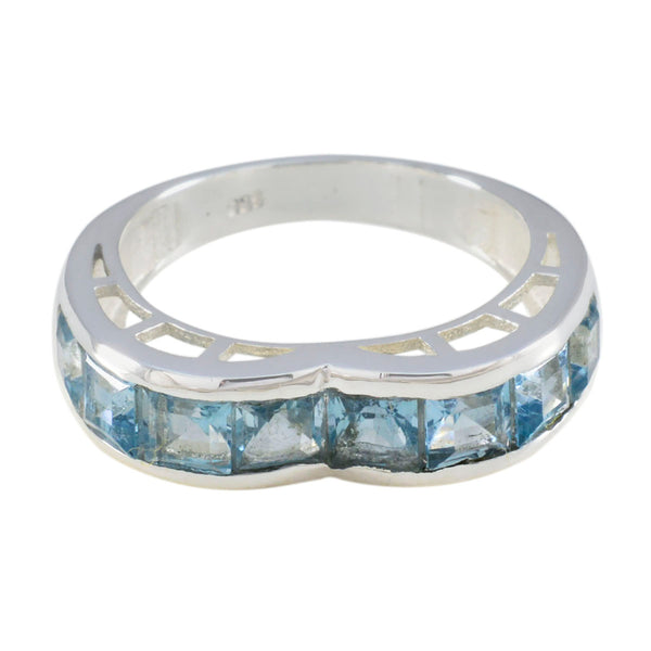 Blue Topaz multiple Russian 92.5 Silver Blue Gemstones Versatile Artisan Band Jewelry
