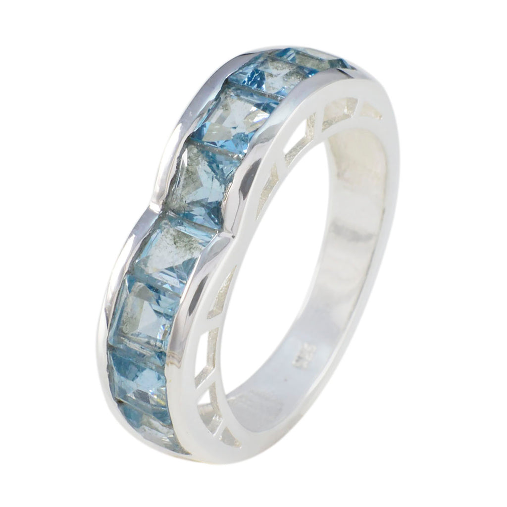 Blue Topaz multiple Russian 92.5 Silver Blue Gemstones Versatile Artisan Band Jewelry