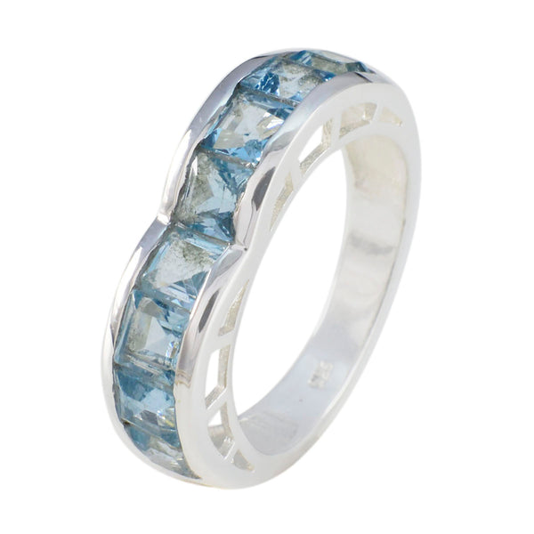 Blue Topaz multiple Russian 92.5 Silver Blue Gemstones Versatile Artisan Band Jewelry