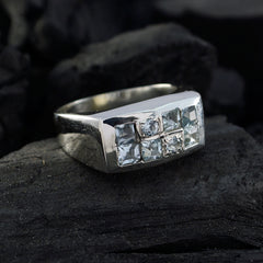 Blue Topaz octa Moroccan 92.5 Silver Blue Gemstone Classic Feminine Ring Jewelry