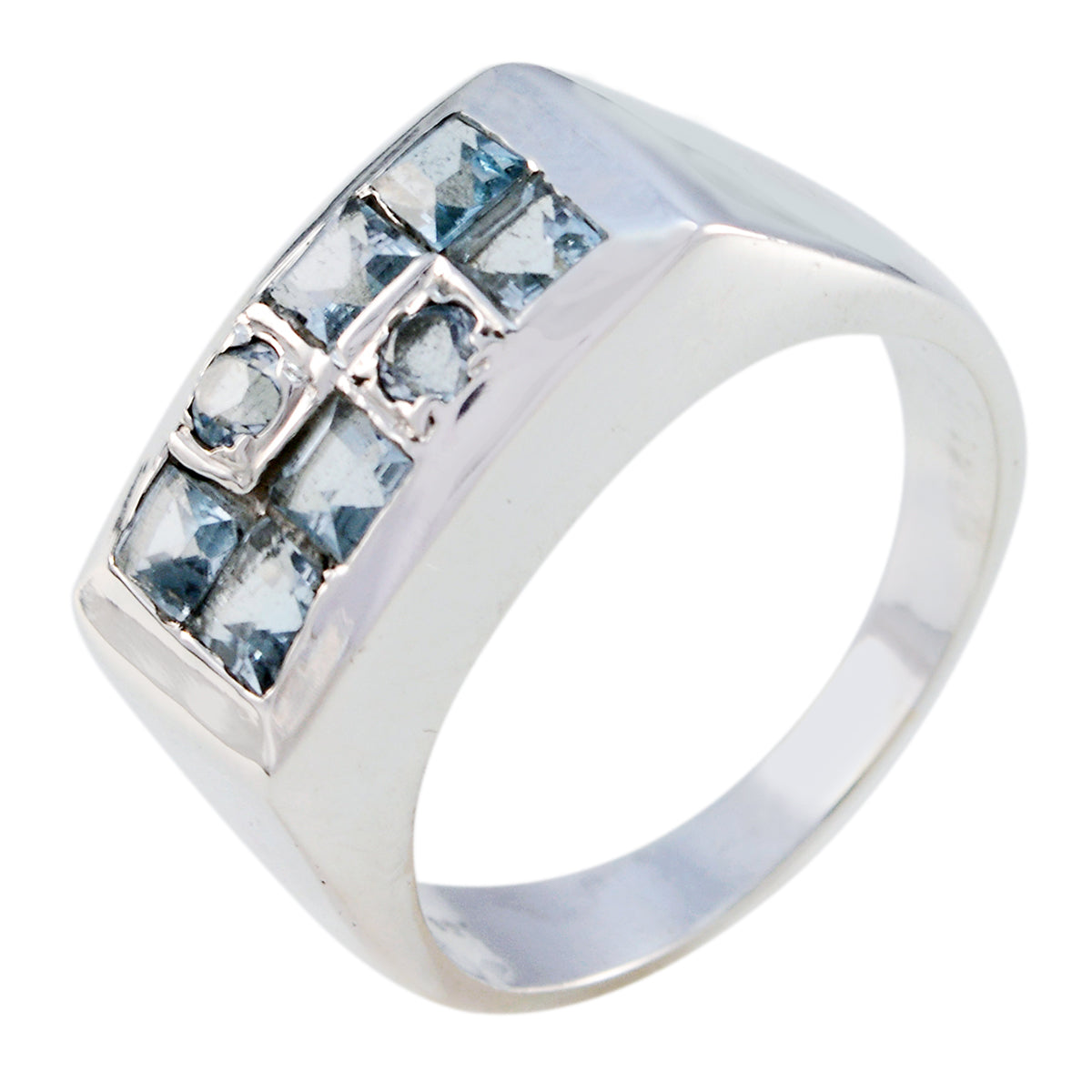 Blue Topaz octa Moroccan 92.5 Silver Blue Gemstone Classic Feminine Ring Jewelry Hoofdafbeelding