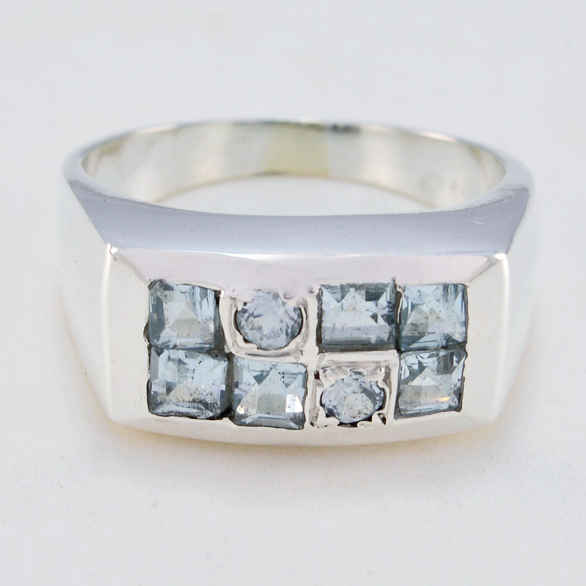 Blauwe Topaas octa Marokkaanse 92,5 Zilveren Blauwe Edelsteen Klassieke Vrouwelijke Ring Sieraden Secundaire afbeelding