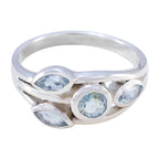 Blue Topaz quarter Russian Sterling Silver Blue Gemstone Slim Luxurious Ring Jewelry