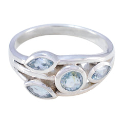 Blue Topaz quarter Russian Sterling Silver Blue Gemstone Slim Luxurious Ring Jewelry
