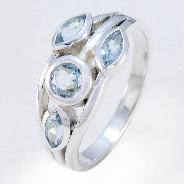 Blue Topaz quarter Russian Sterling Silver Blue Gemstone Slim Luxurious Ring Jewelry