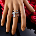 Blue Topaz quarter German 92.5 Silver Blue Gemstones Mid weight Signet Ring Jewelry