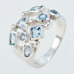 Blue Topaz multiple Moroccan 925 Sterling Silver Blue Gemstone Eye catching Trendy Ring Jewellery