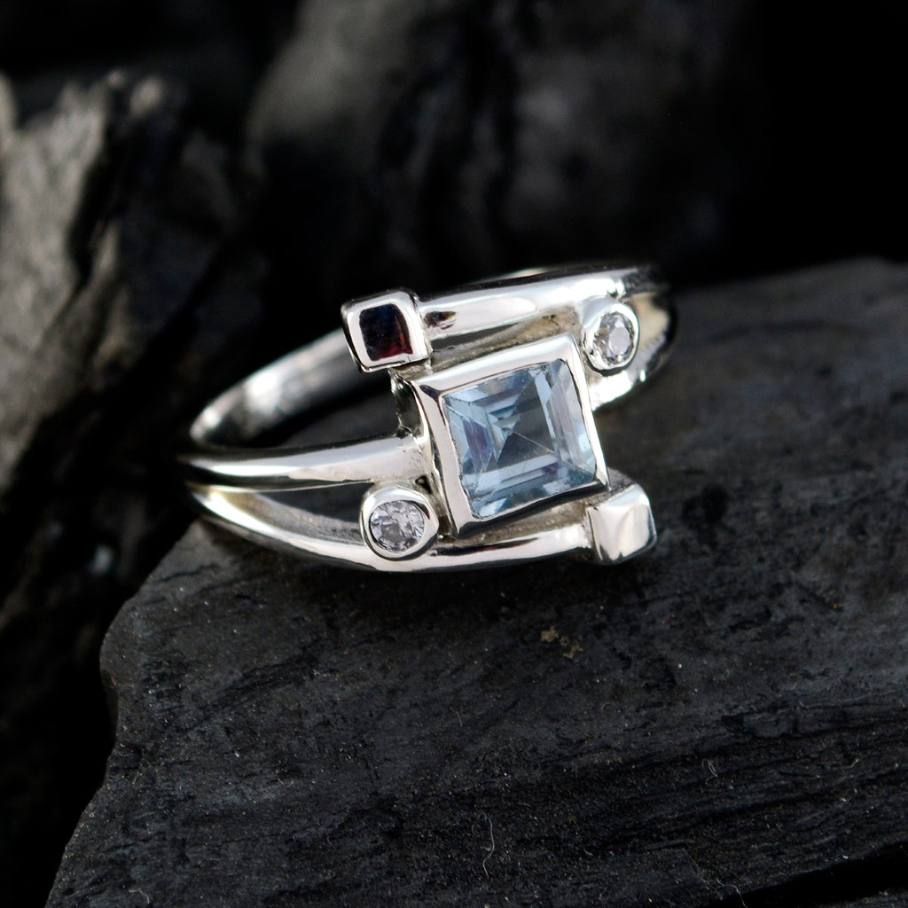 Blue Topaz Halo Moroccan 925 Sterling Silver Blue Gemstones Featherlight Romantic Ring Jewellery