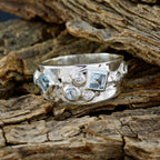 Blue Topaz Trilogy Indian 92.5 Silver Blue Gems Eye catching Contemporary Ring Jewellery