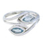 Blue Topaz Toi et Moi African 925 Sterling Silver Blue Gemstone Slim Luxurious Ring Jewellery
