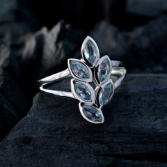 Blue Topaz Hexa African 92.5 Silver Blue Gems Slim Artisan Ring Jewelry