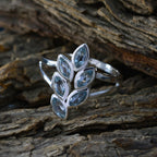 Blue Topaz Hexa African 92.5 Silver Blue Gems Slim Artisan Ring Jewelry